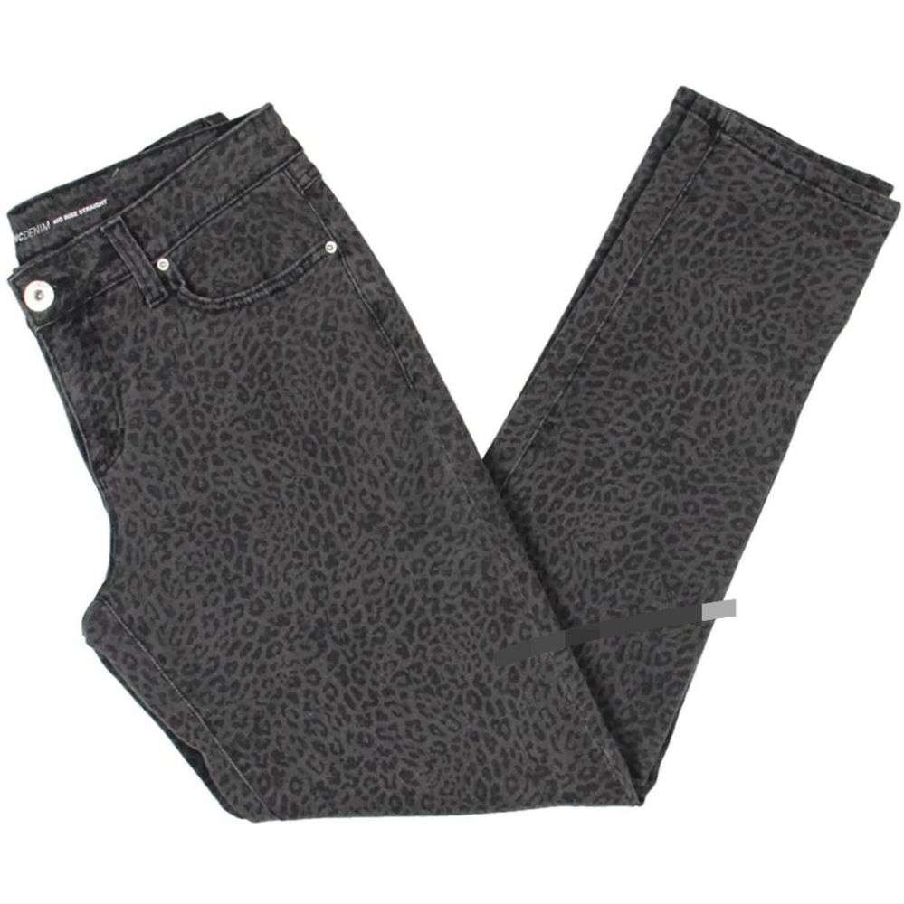 INC ANIMAL PRINT MID-RISE STRAIGHT LEG JEANS SIZE 12/31